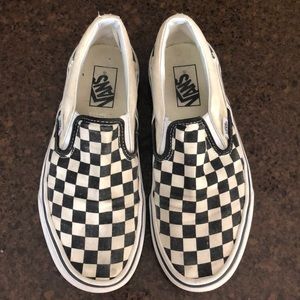 Vans Black White Checker Slip Ons